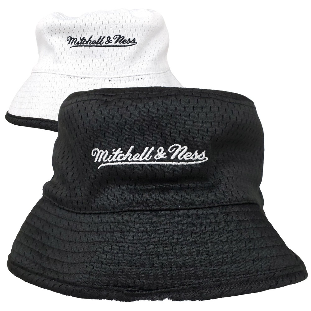 Mitchell and Ness Reversible Jersey Mesh Bucket Hat Cap Black White New